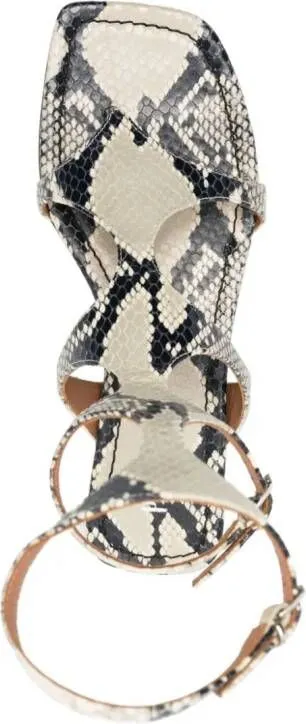 Paris Texas Uma Snakeskin Sandals Neutral