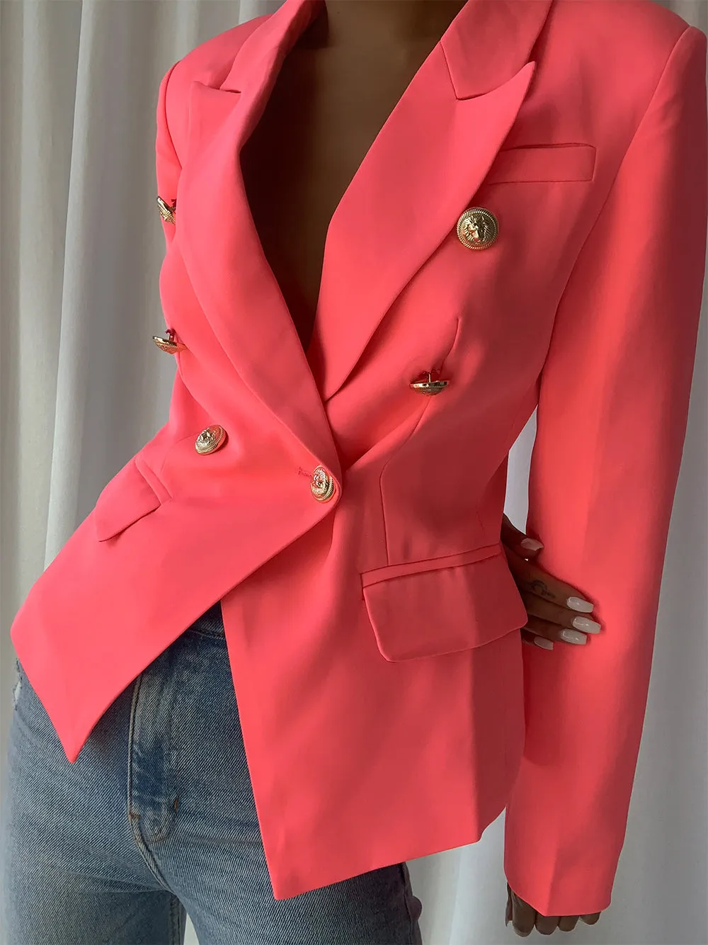 Pink Double Breasted Blazer