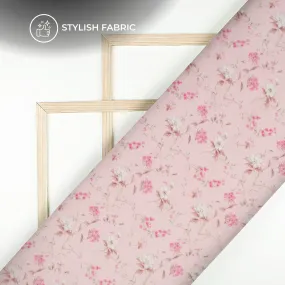 Pink Floral Digital Print Bemberg Chiffon Fabric - Shop Now