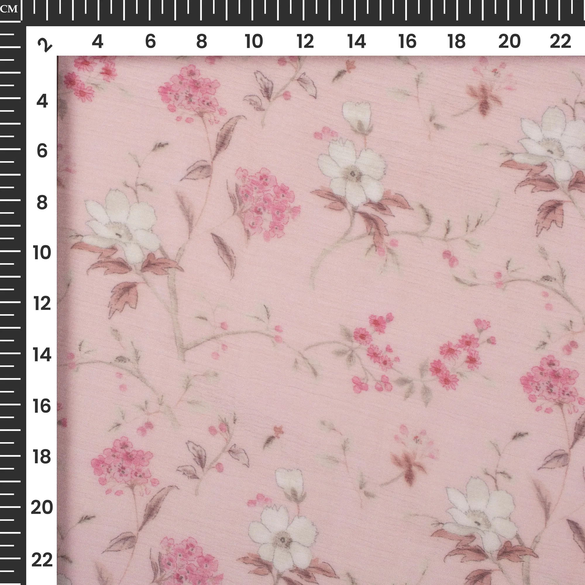 Pink Floral Digital Print Bemberg Chiffon Fabric - Shop Now