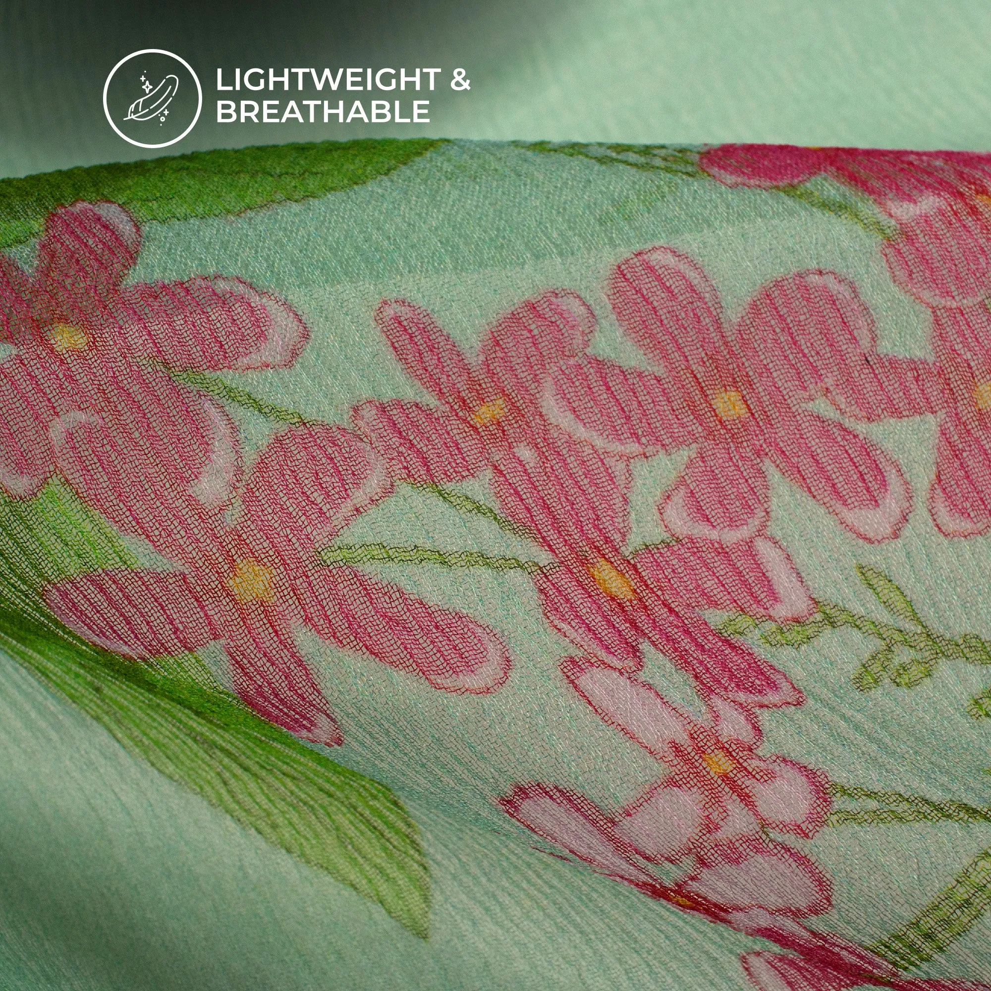 Pink Floral Digital Print Chiffon Fabric