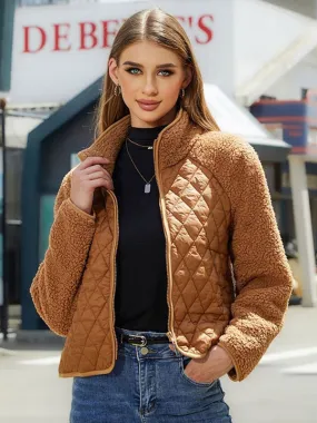 Quilted Stand Collar Jacket Women Fall Winter Outerwear