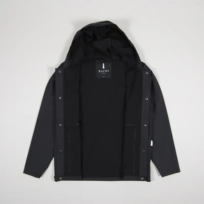 Black Waterproof Hooded Rain Coat