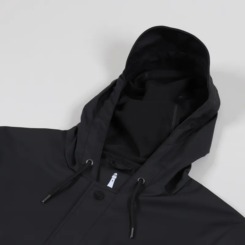 Black Waterproof Hooded Rain Coat