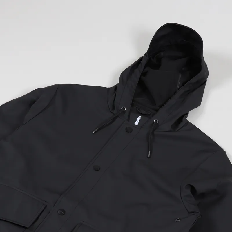 Black Waterproof Hooded Rain Coat