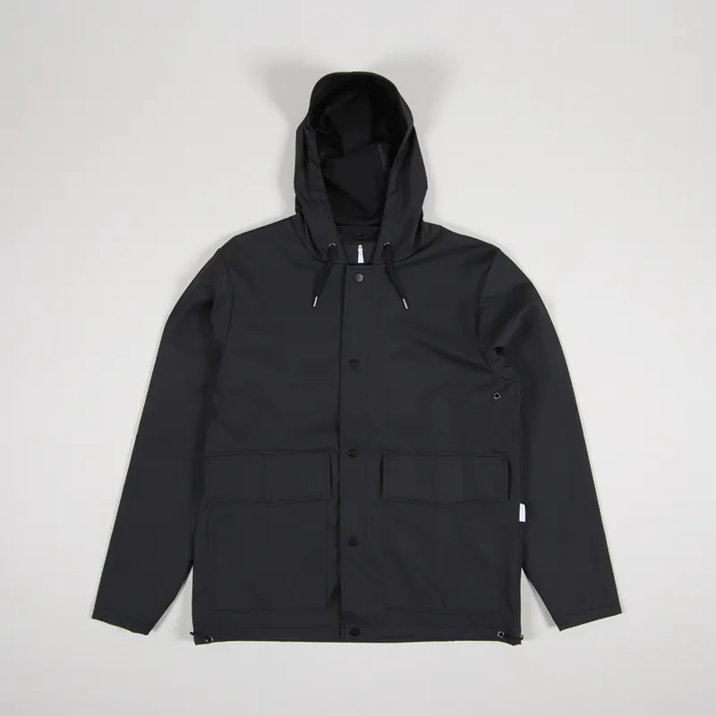 Black Waterproof Hooded Rain Coat