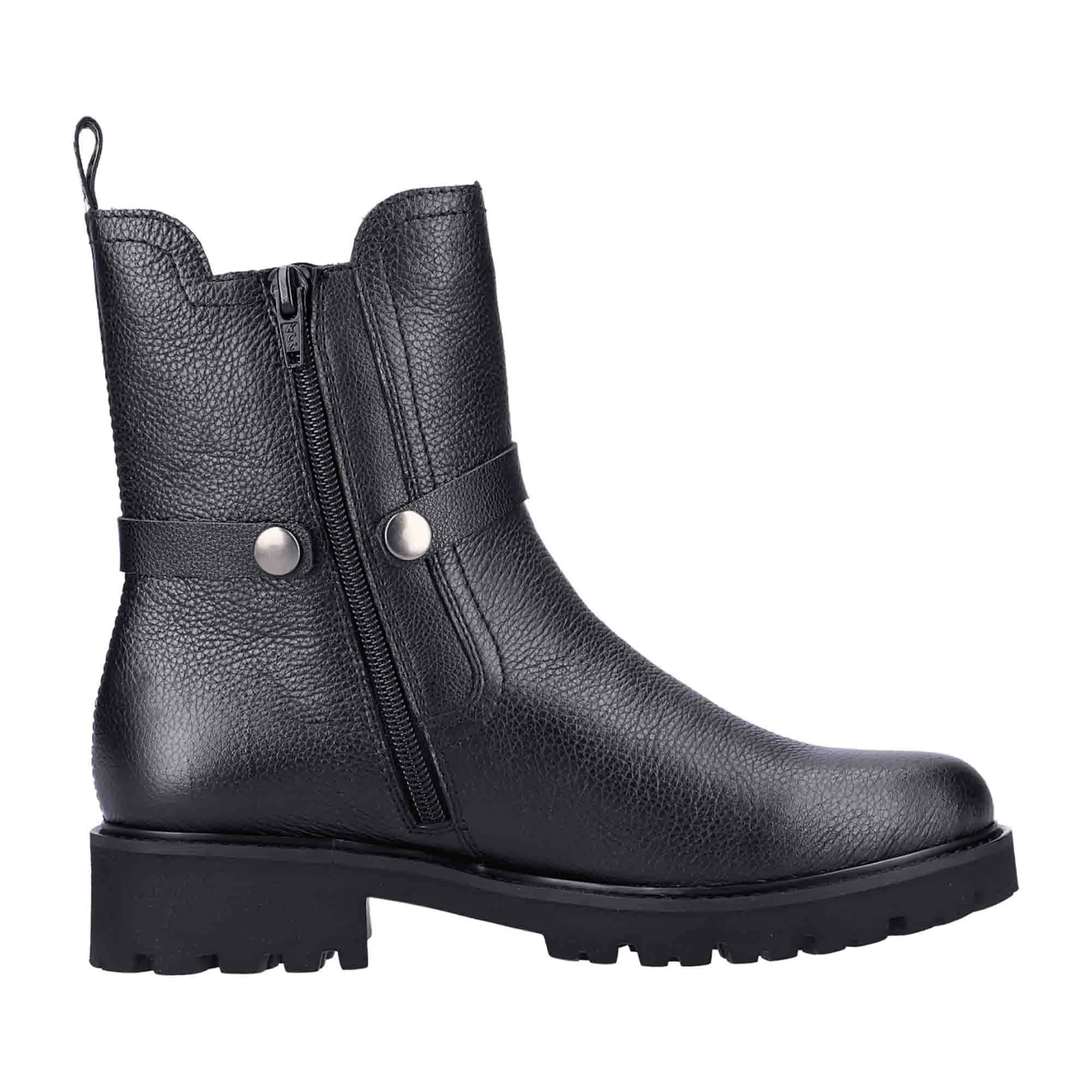 Remonte Black Chelsea Boots | Removable Chain | Side Zipper