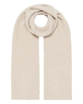 Ribbed Cashmere Scarf - Gender-Neutral Heather Beige & Brown