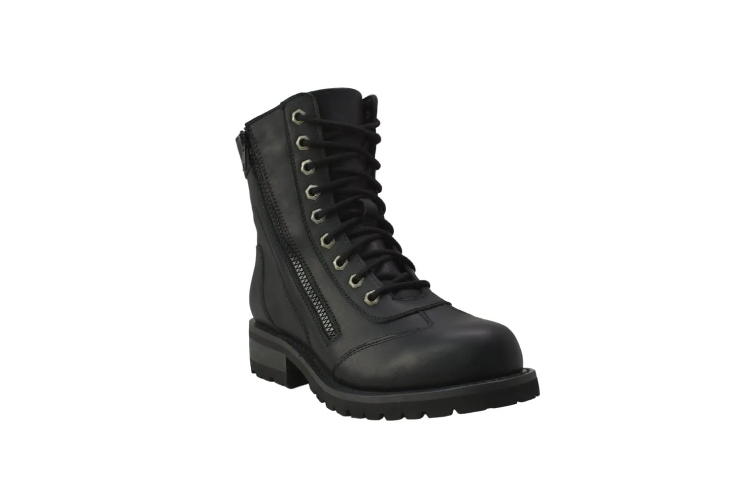 RideTecs Women's 8-inch Zip Biker Black Military Boots