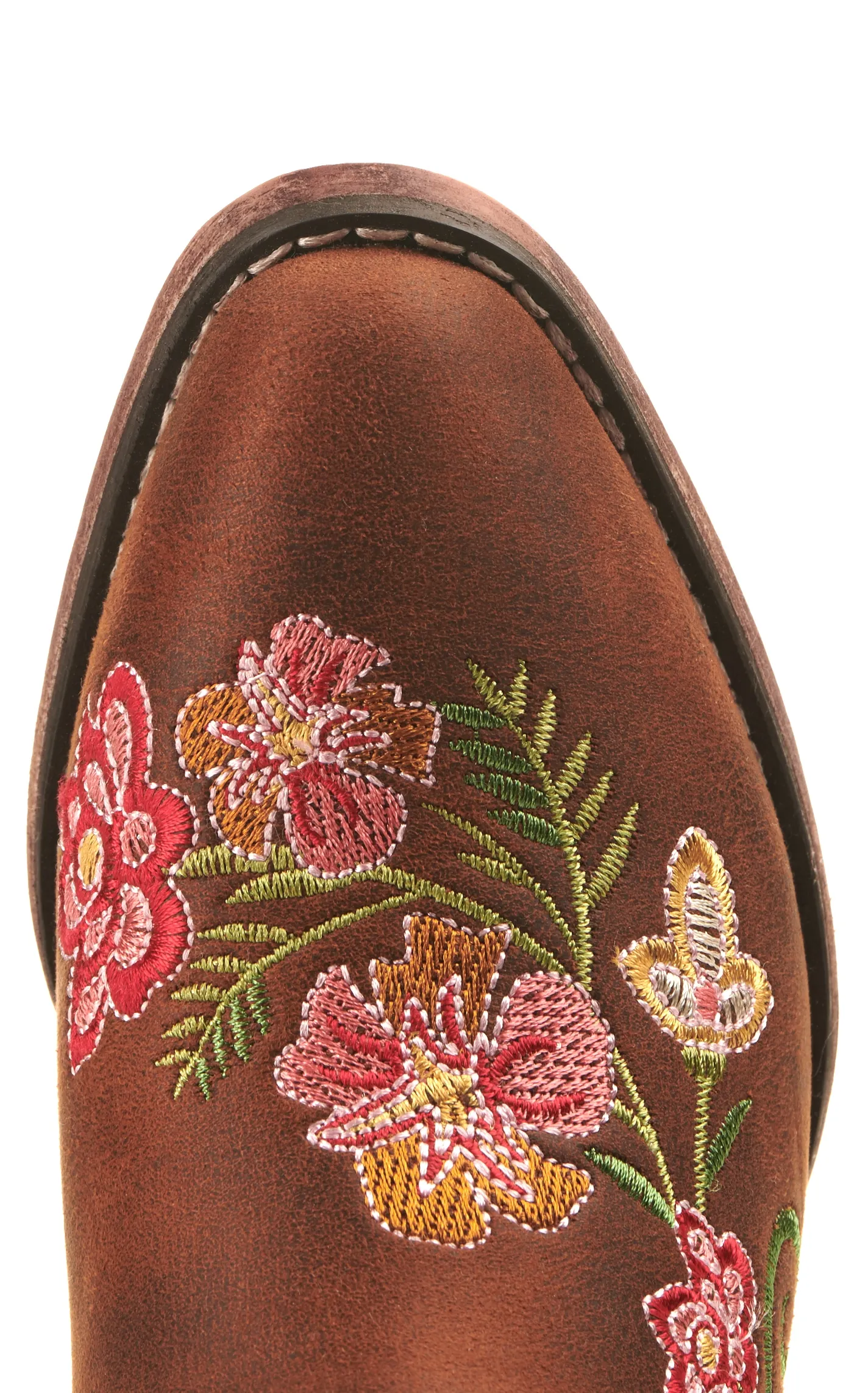 Roper Girls' Brown Floral Embroidery Snip Toe Western Boot