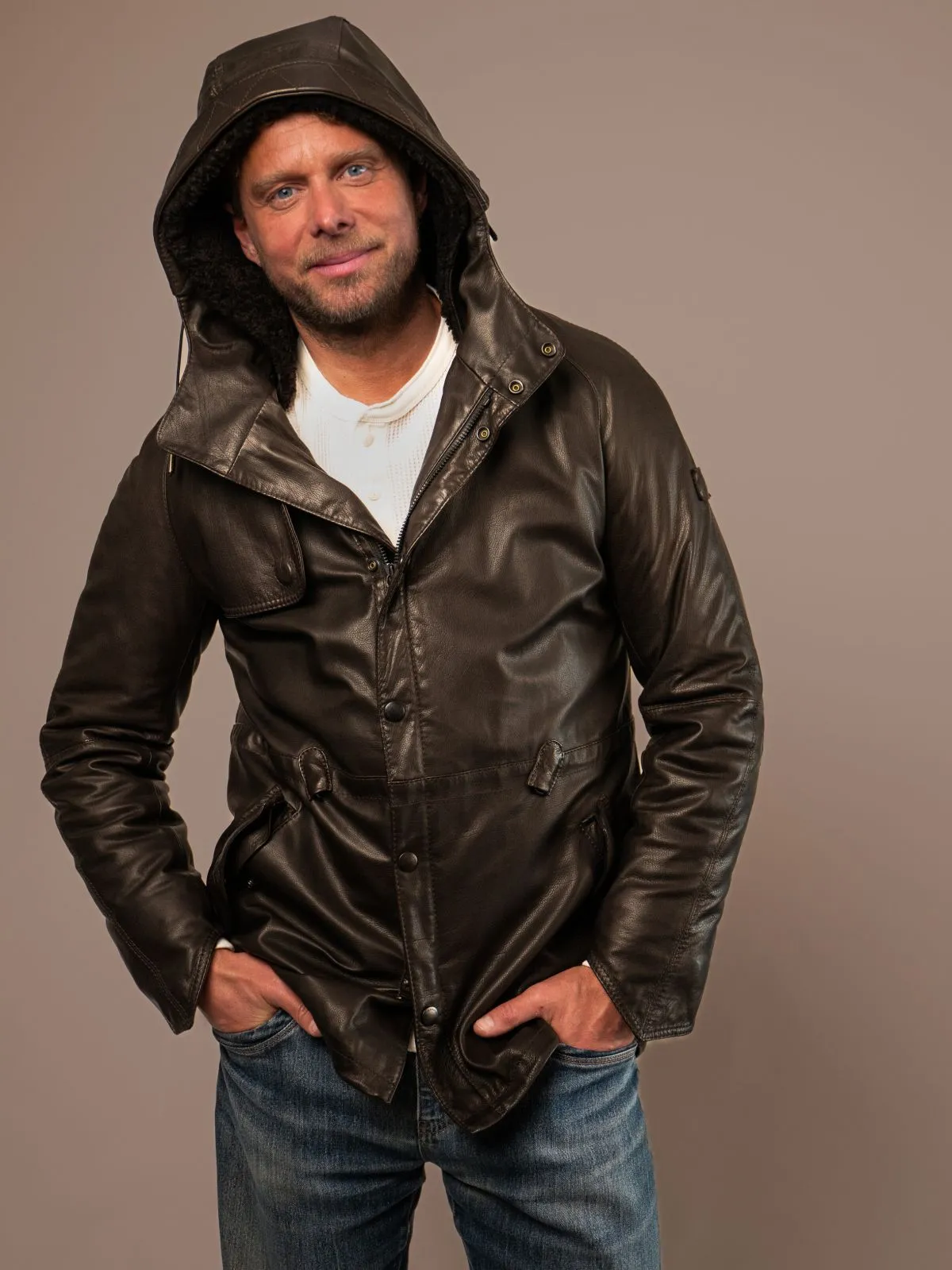 Sherman Men's Leather Coat - 3699.00 Euros.