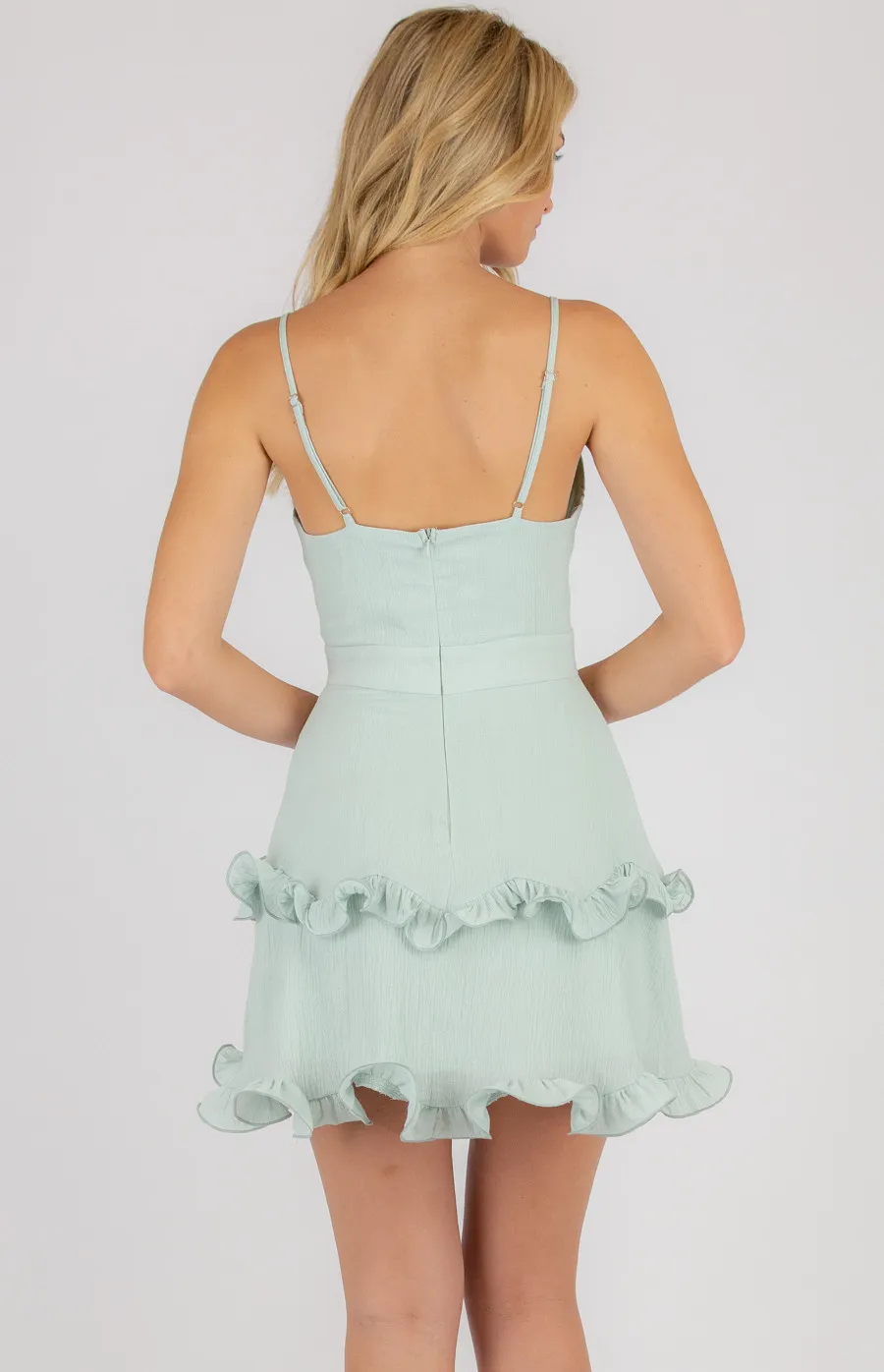 Frill Hem Singlet Strap Dress with Curled Detail