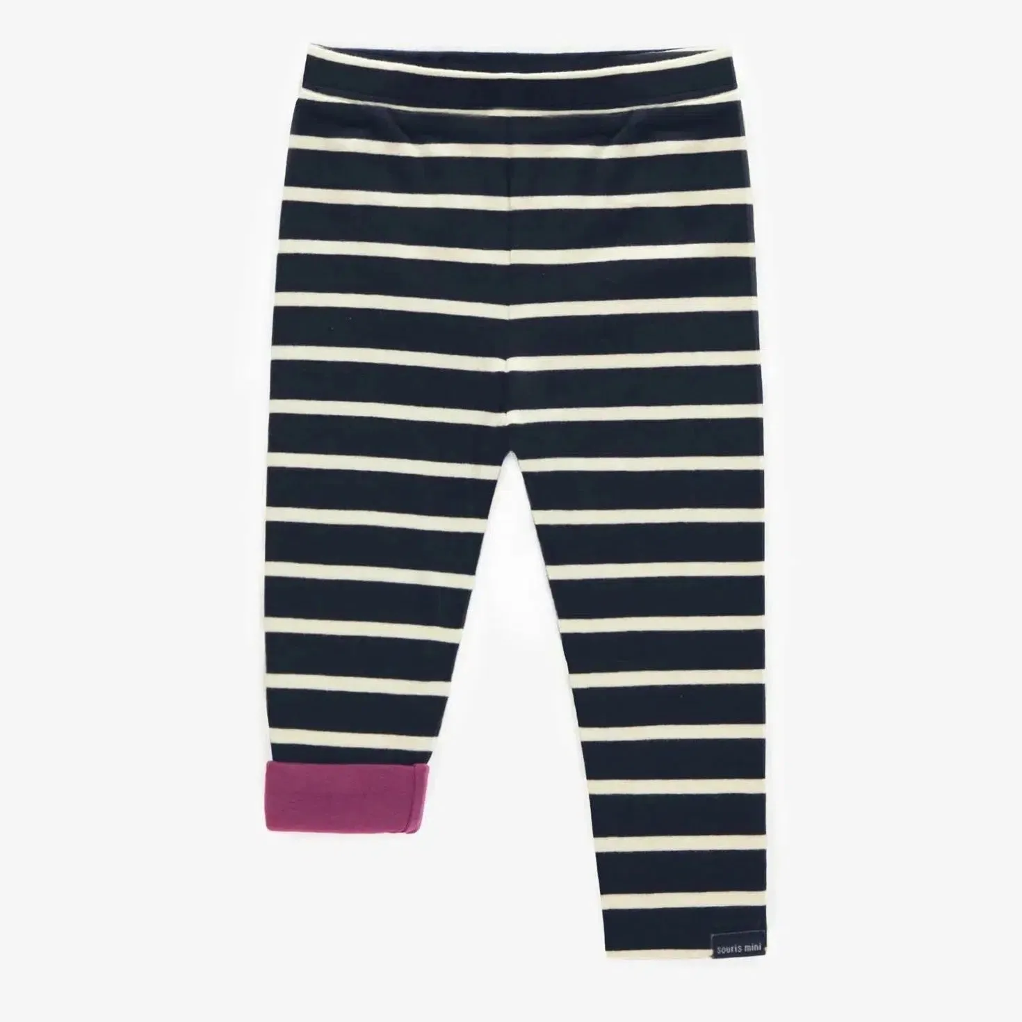 Souris Mini Reversible Leggings Navy Cream Stripe