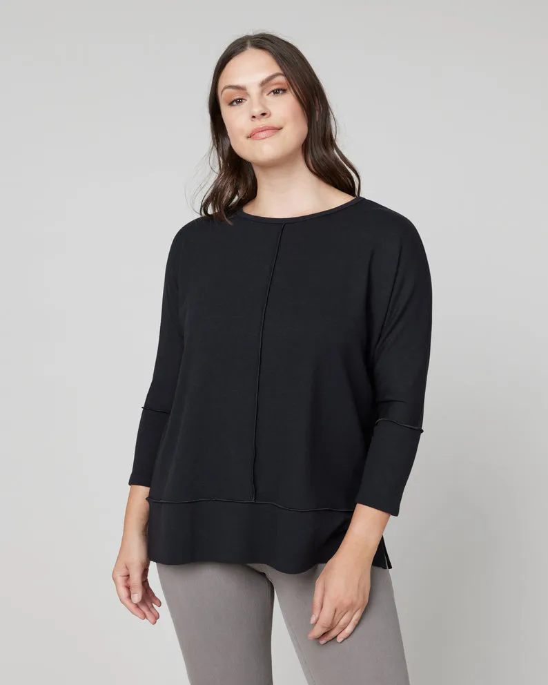 SPANX Perfect Length Dolman Top Very Black - 3/4 Sleeve