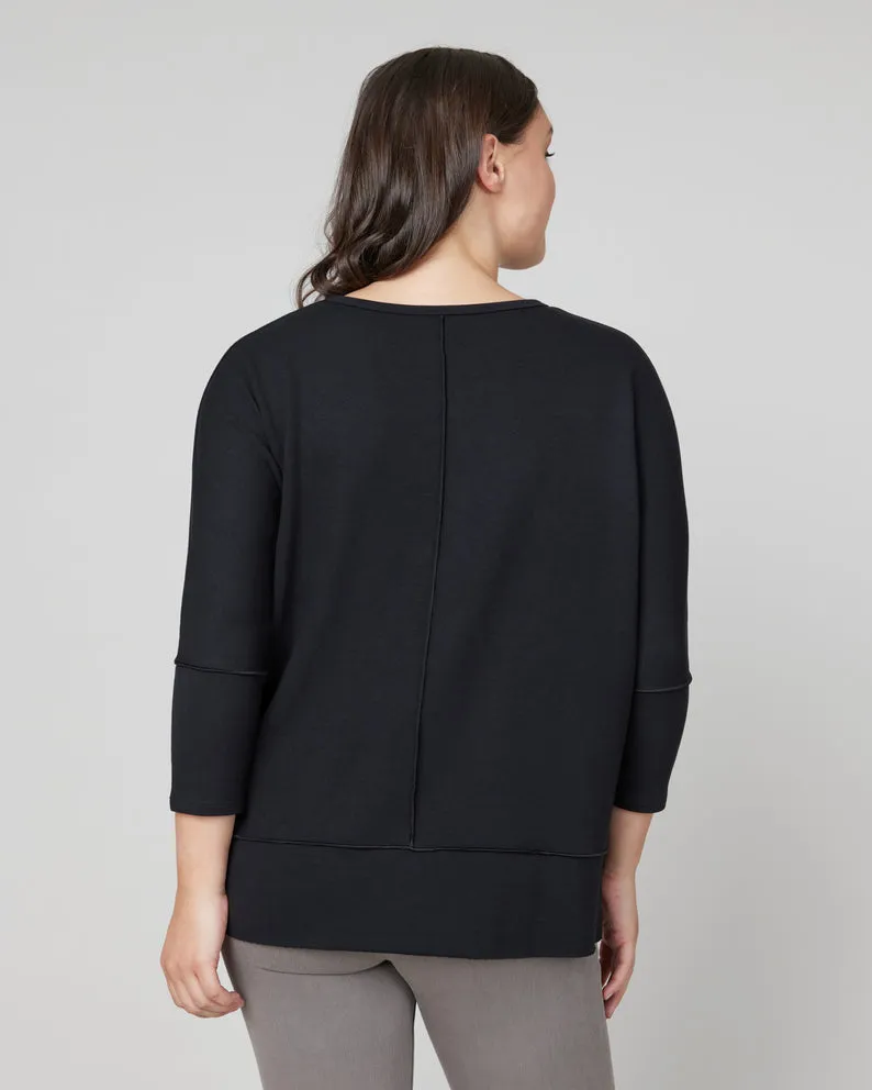 SPANX Perfect Length Dolman Top Very Black - 3/4 Sleeve