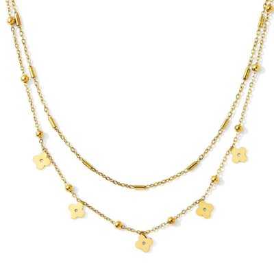 Splendid Iris Multi Flower Layered Necklace