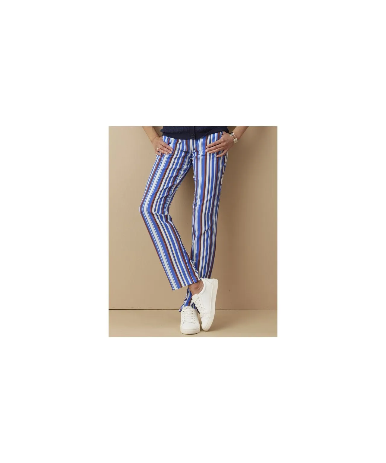 Stylish Straight Leg Stripe Trousers for Women