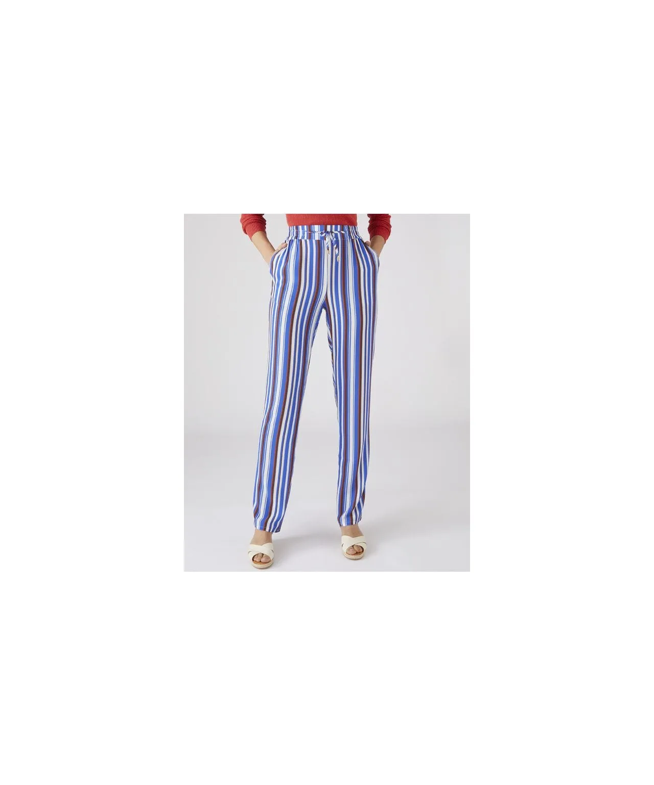 Stylish Straight Leg Stripe Trousers for Women