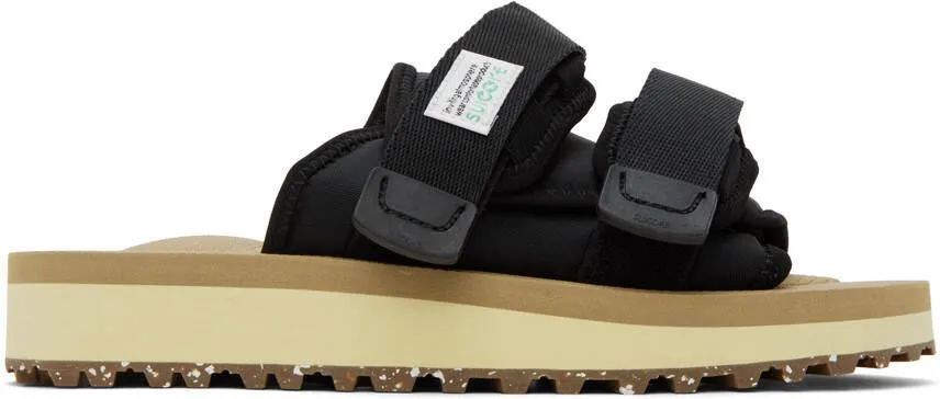 Suicoke Black Beige Moto-Cab-Eco Sandals