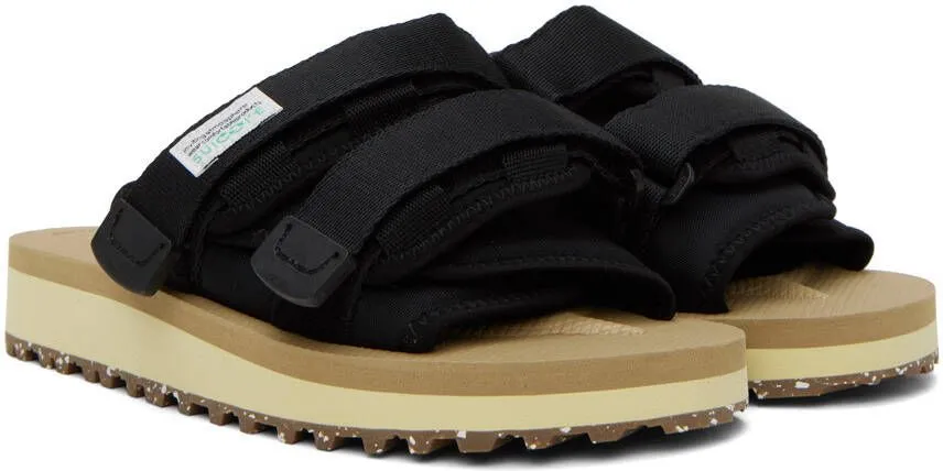 Suicoke Black Beige Moto-Cab-Eco Sandals