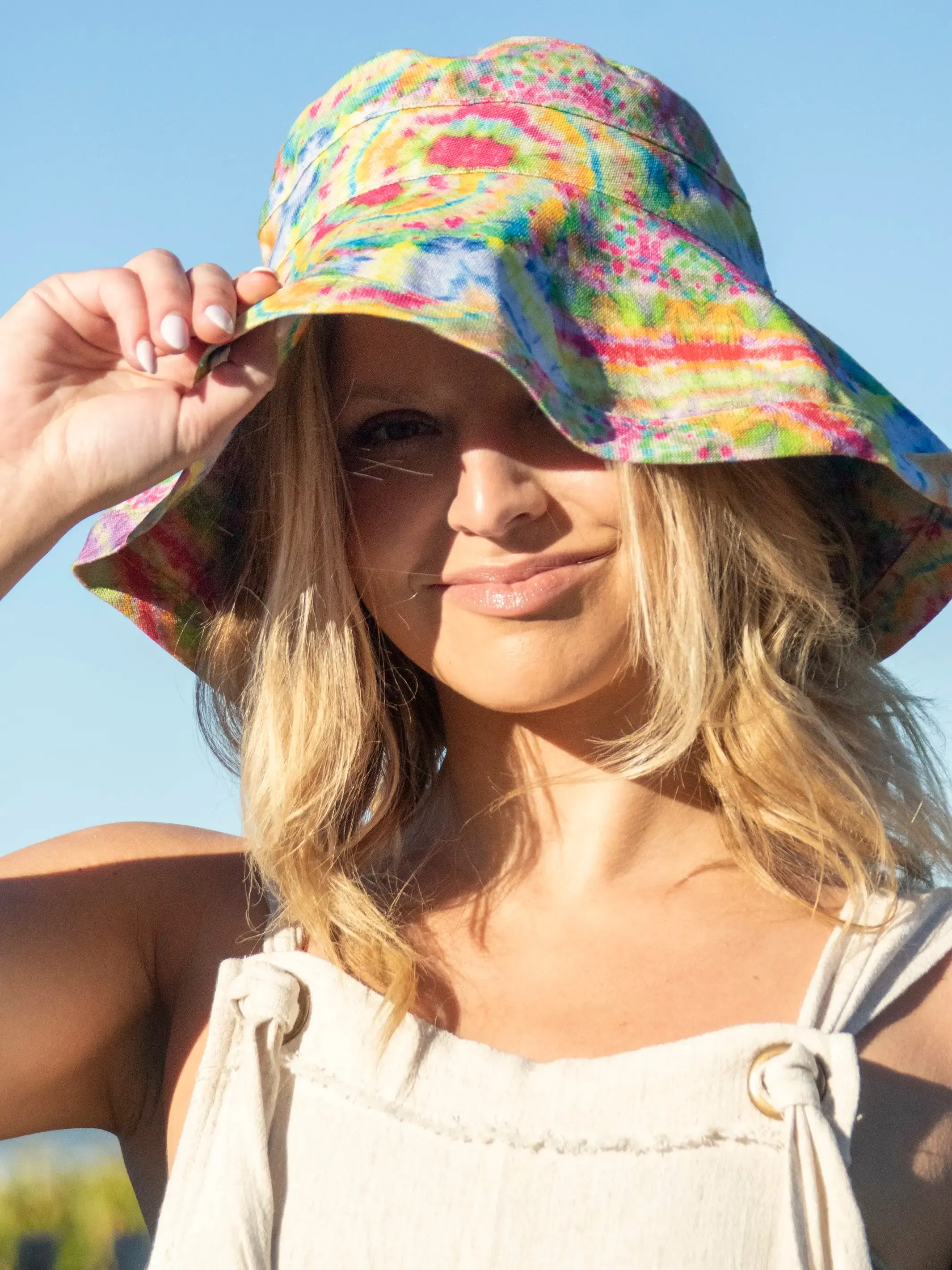 Sunny Day Rainbow Tie-Dye Bucket Hat for Spring