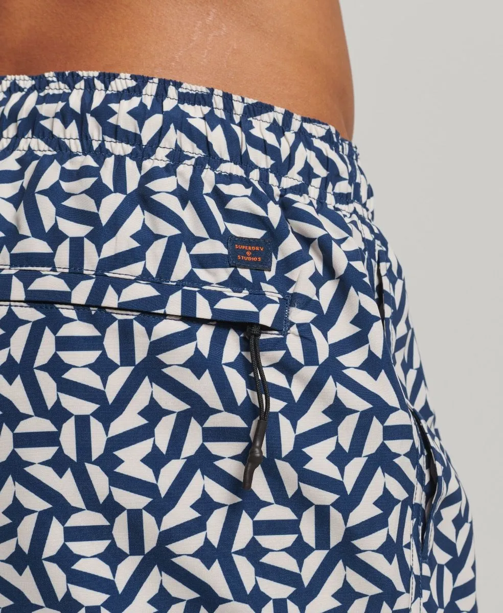 Navy Shape Tile Superdry Summer Print Swim Shorts