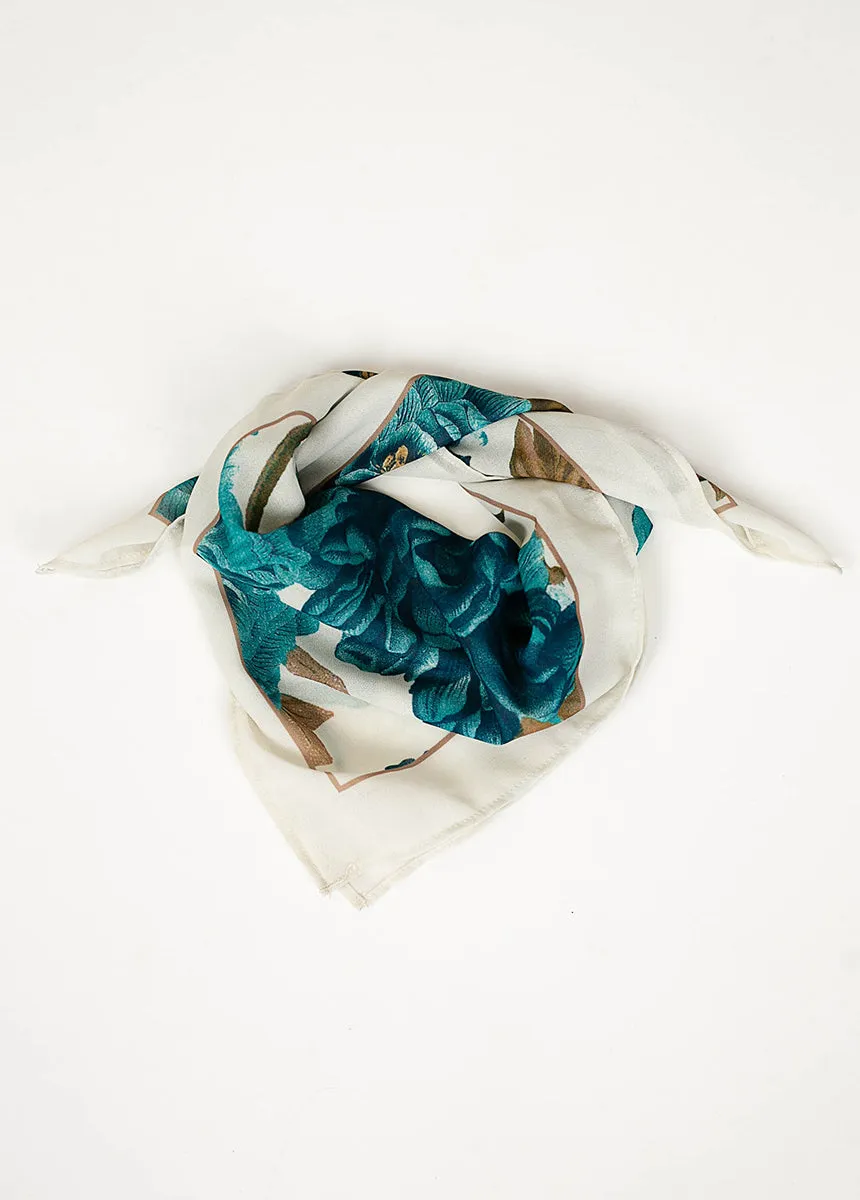 Teal Floral Chelsea Scarf