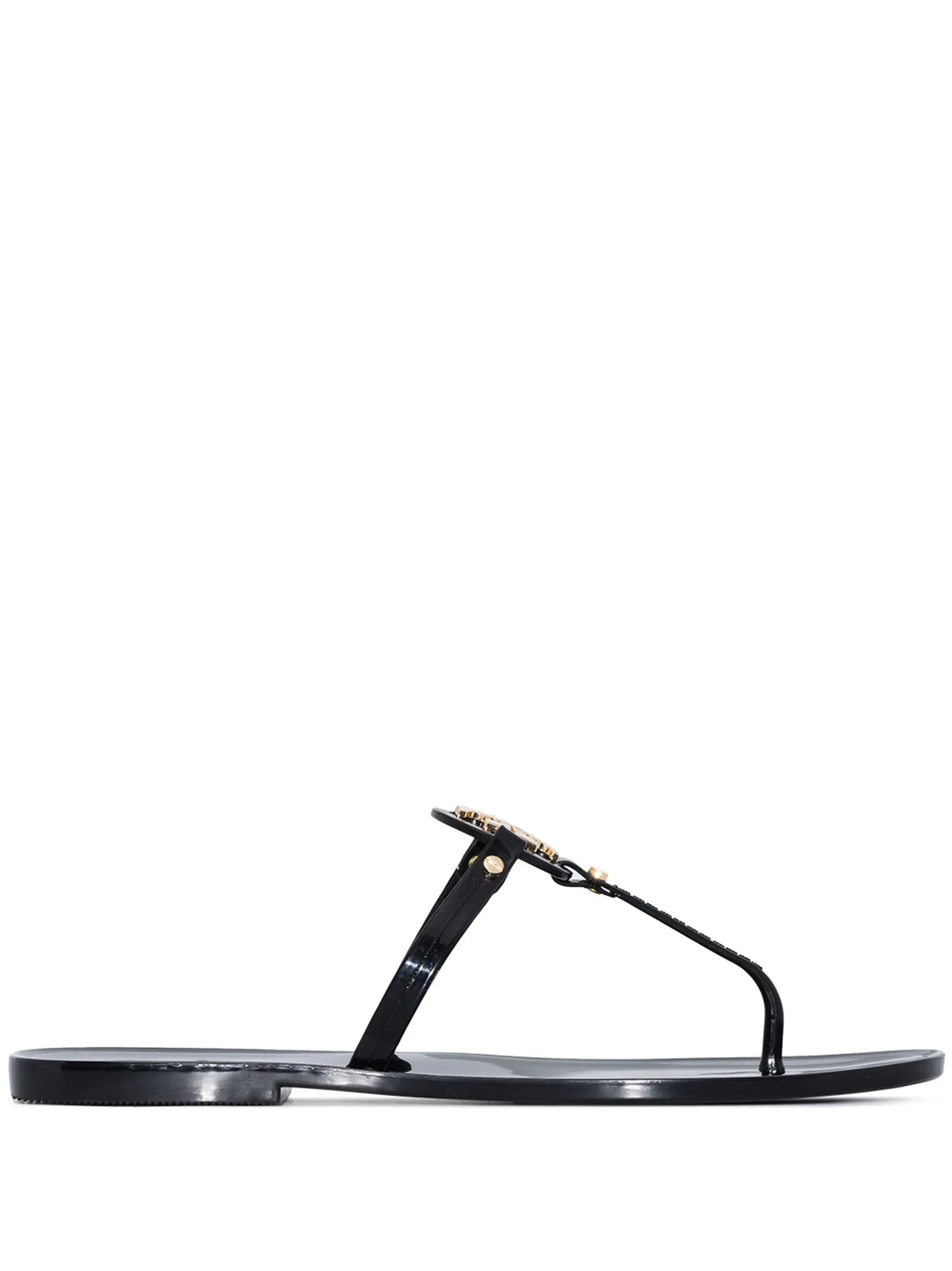 TORY BURCH Miller Black and Gold Sandals