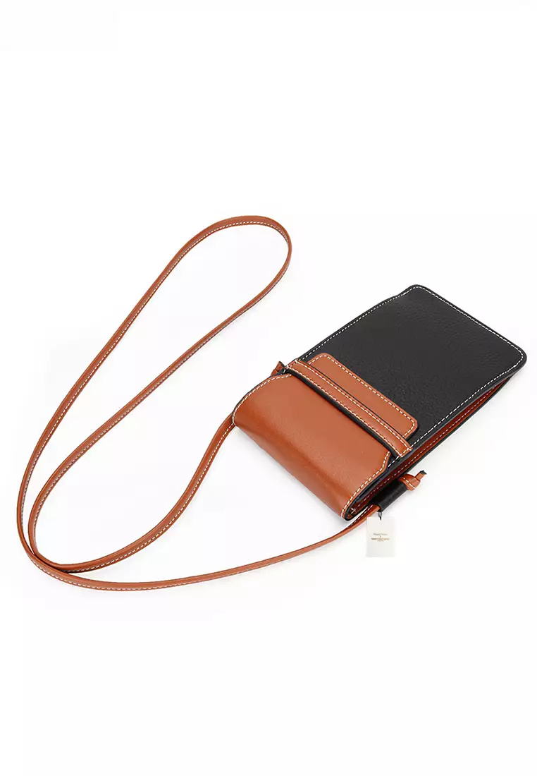 Multi-Purpose Color Matching Full Grain Leather Mobile Cross-Body Bag by Twenty Eight Shoes