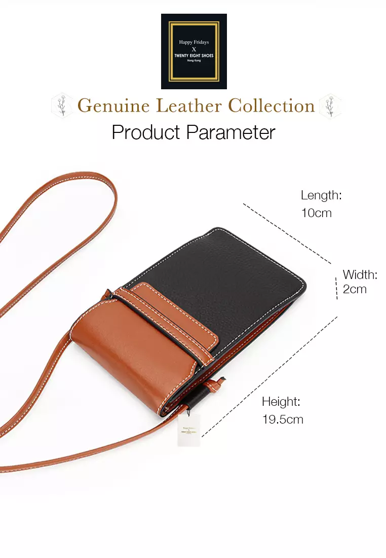 Multi-Purpose Color Matching Full Grain Leather Mobile Cross-Body Bag by Twenty Eight Shoes