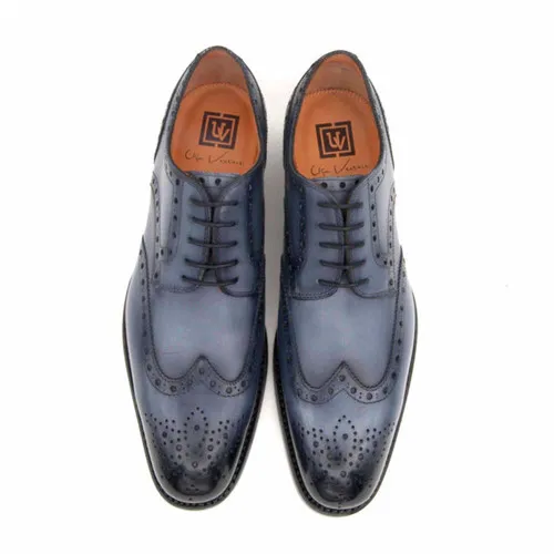 Ugo Vasare Grey H and H Brogue Hand Burnished Wing Tip Shoes