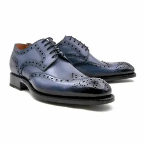 Ugo Vasare Grey H and H Brogue Hand Burnished Wing Tip Shoes