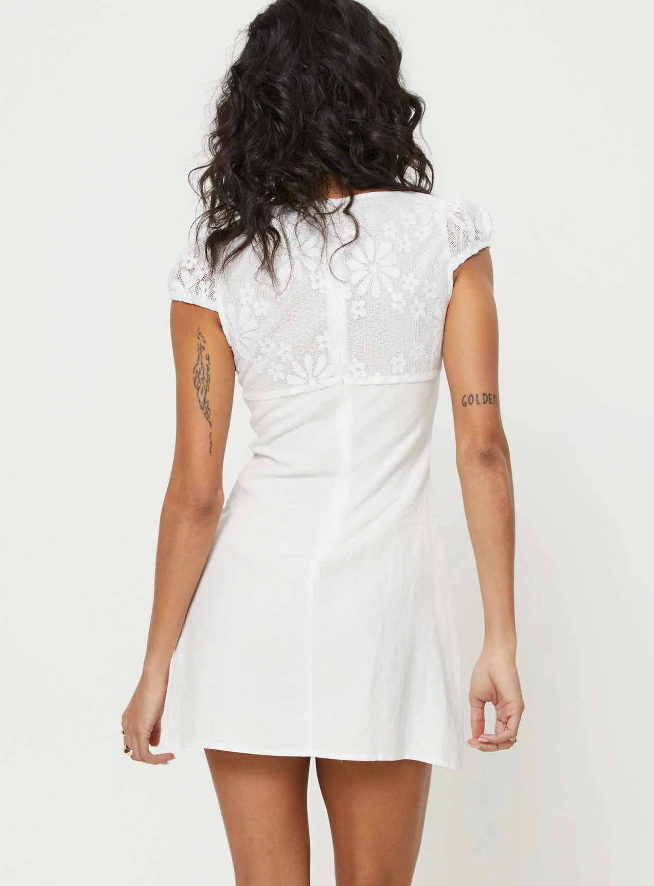 White Amerie Cap Sleeve Mini Dress