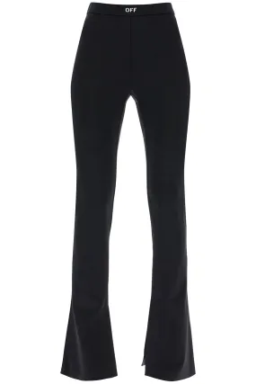 White Flared Leggings Black Contrast