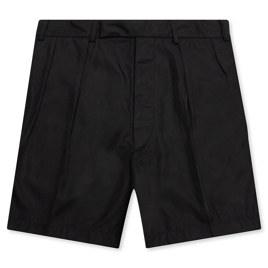 Wide Fit Mini Shorts Double Pleats Black