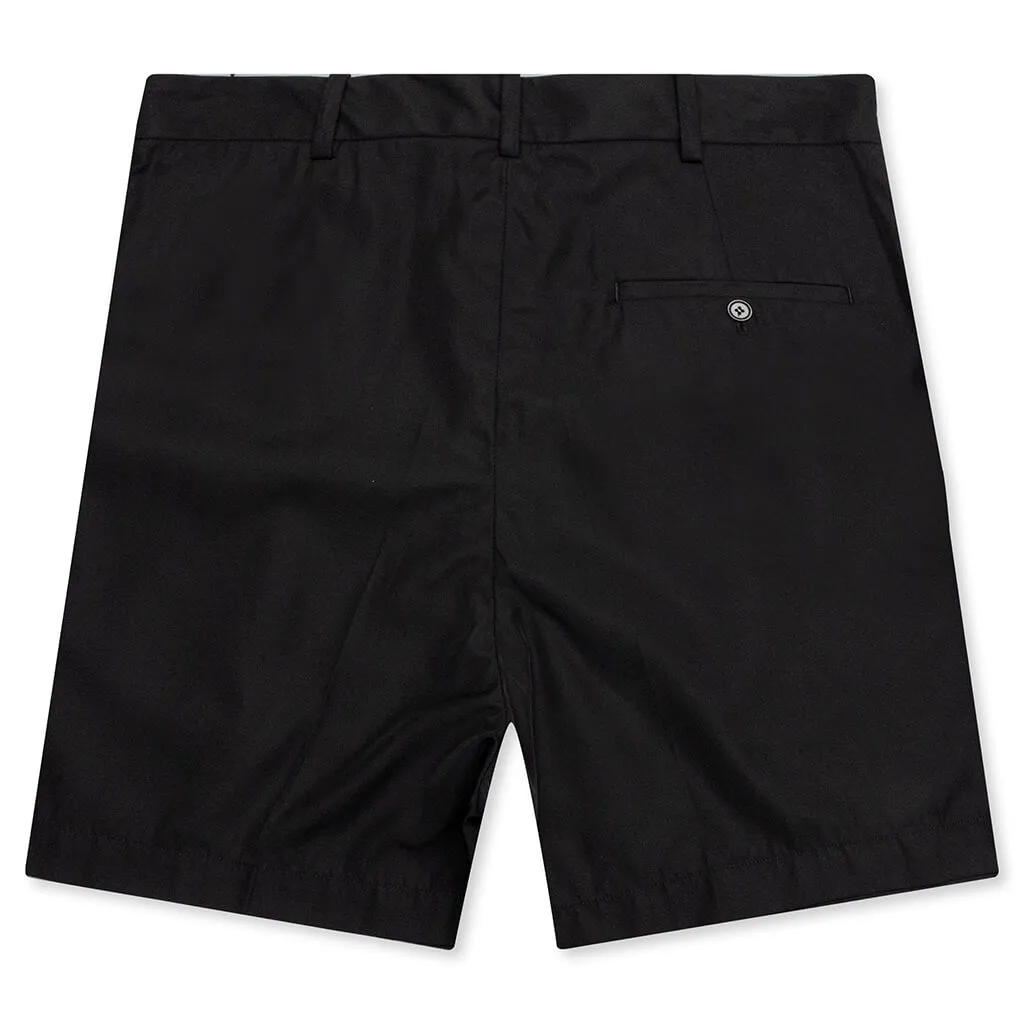 Wide Fit Mini Shorts Double Pleats Black