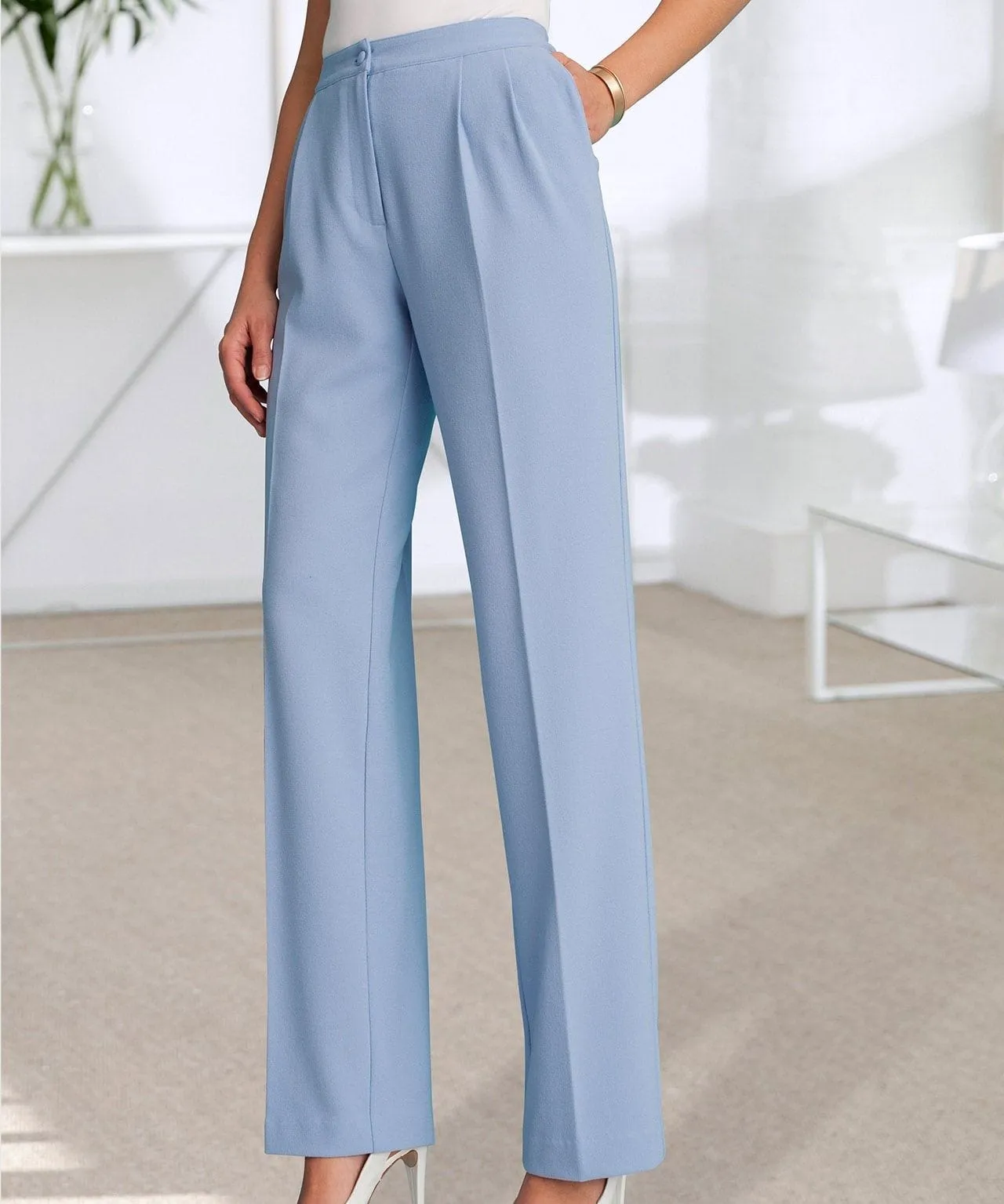 Wide Leg Crepe Trousers