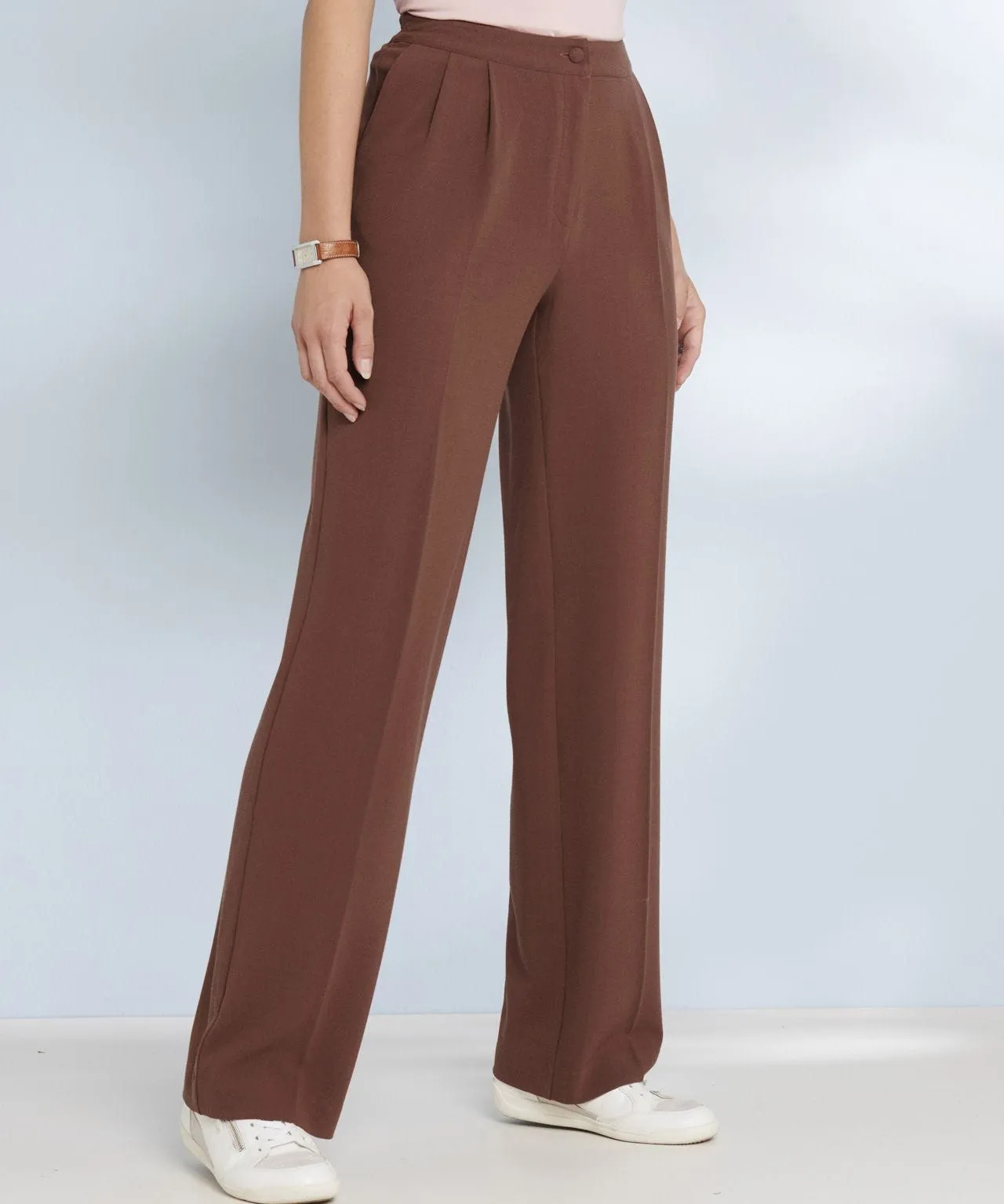 Wide Leg Crepe Trousers