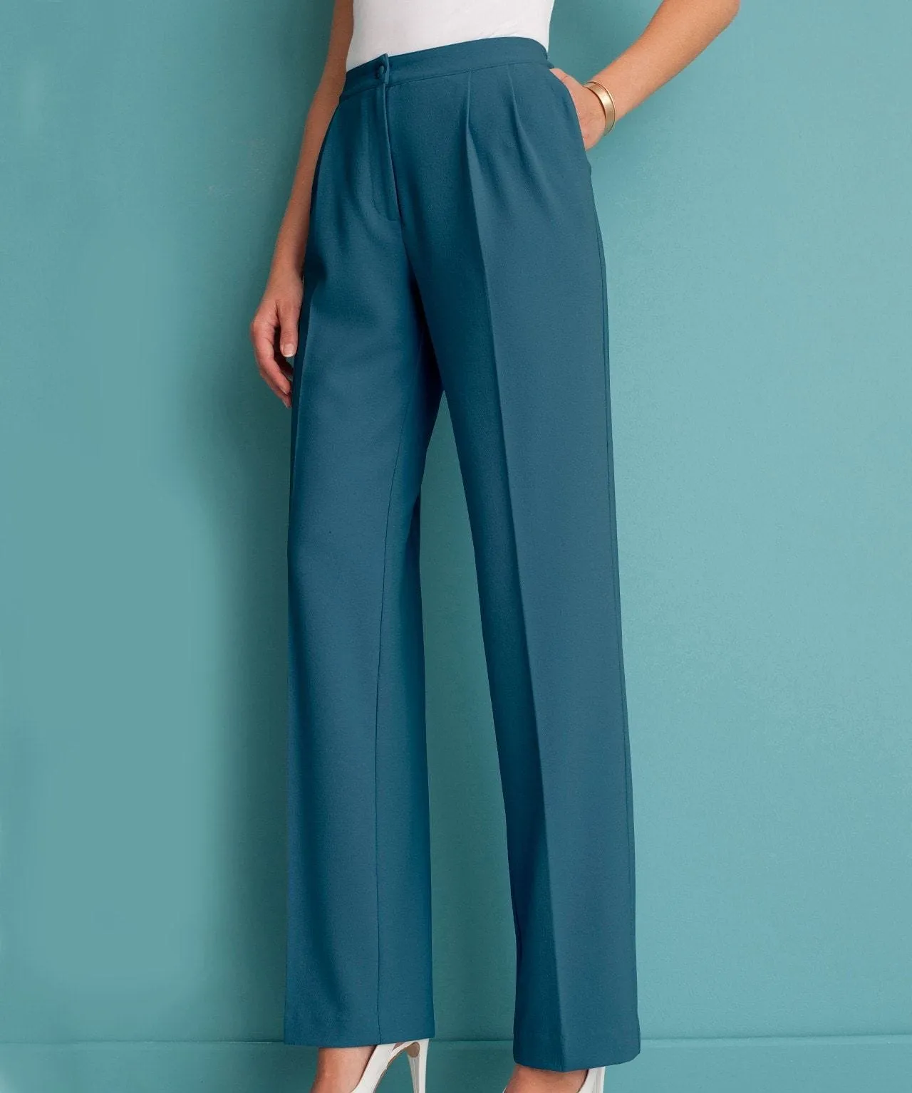 Wide Leg Crepe Trousers