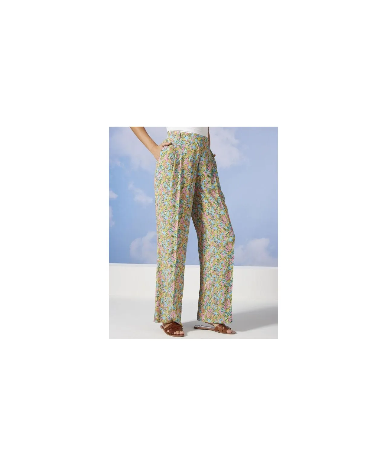 Wide-leg Printed Trousers