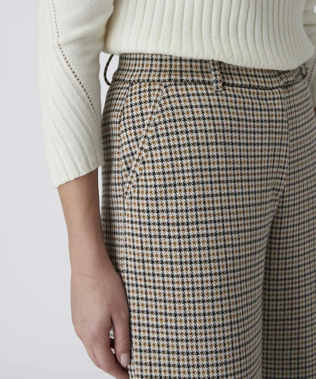 Checkered Wide-leg Trousers