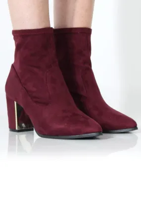 Wine Red Suede Booties