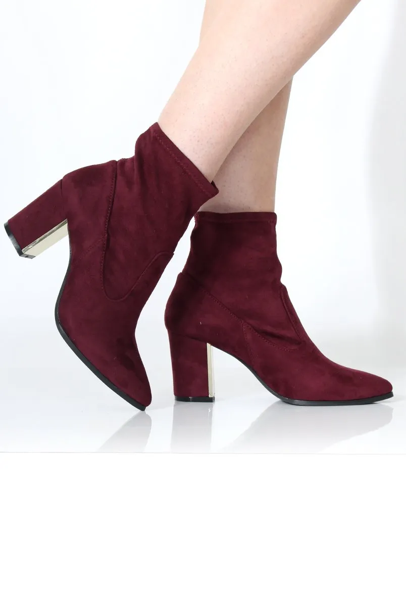 Wine Red Suede Booties