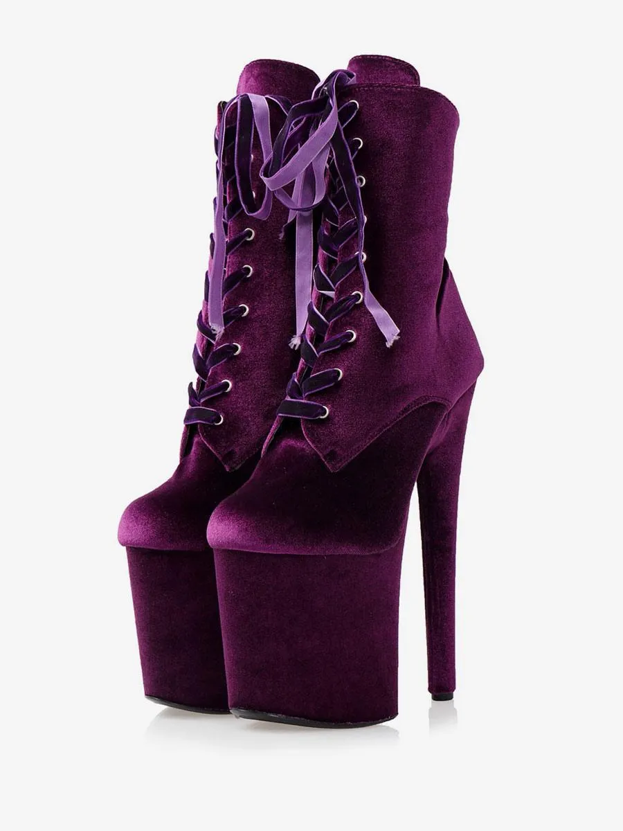 Trendy Stiletto Heel Purple Thigh High Boots