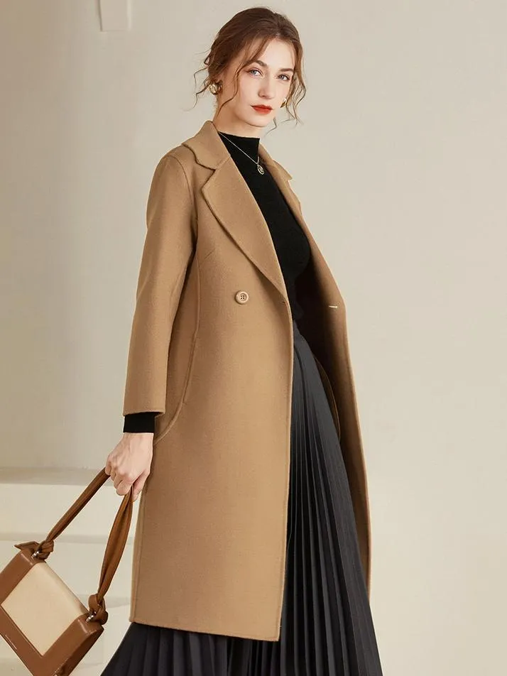 Winter Wool Coat Women's Cozy Overcoat Outerwear 2024