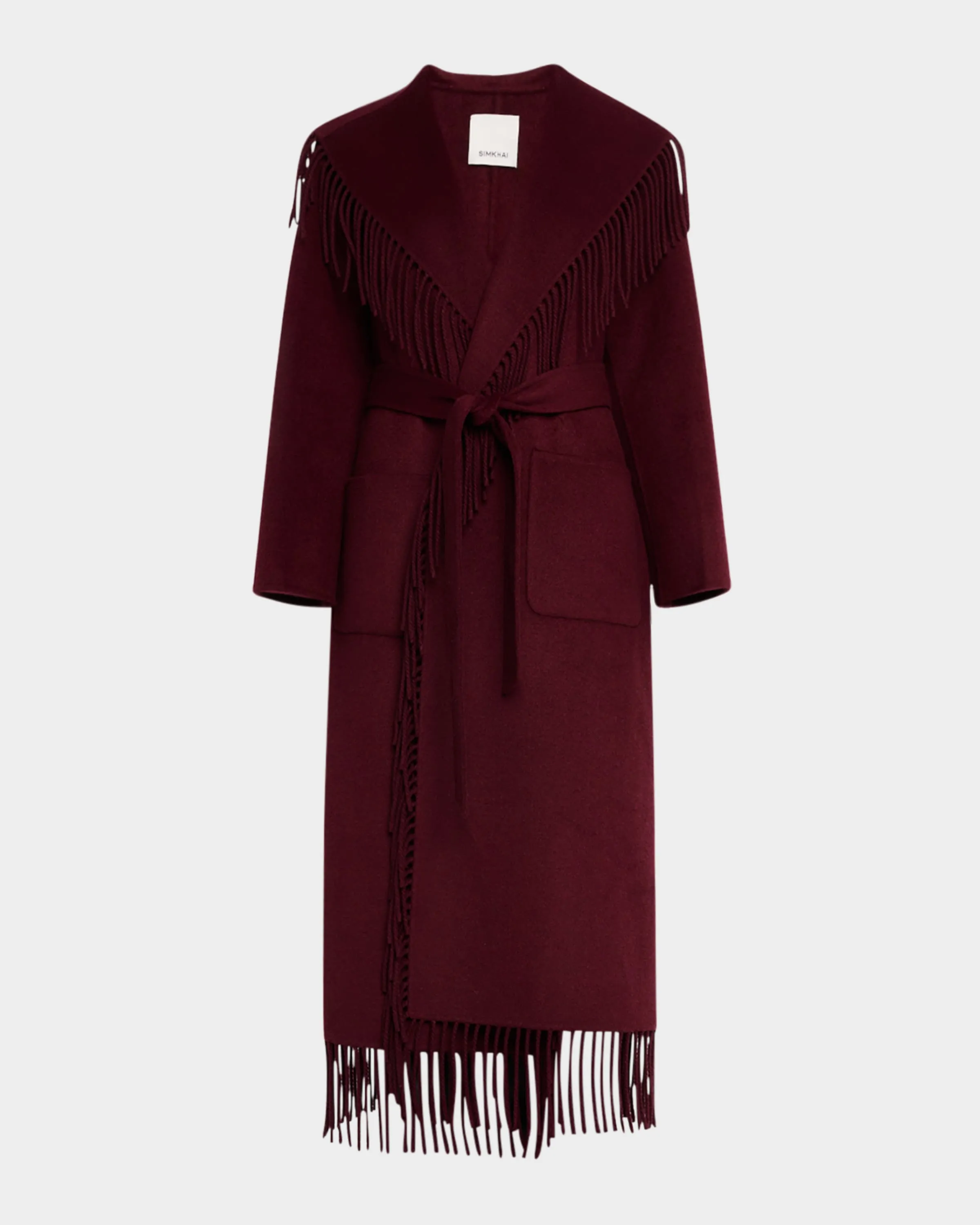 Wool Blend Fringe Robe Coat