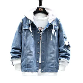 Xituodai Men's Denim Jackets Korean Casual Style Plush Handsome False Two Jackets Mascul Hombre Jeans Fashion Spring Chaquetas.