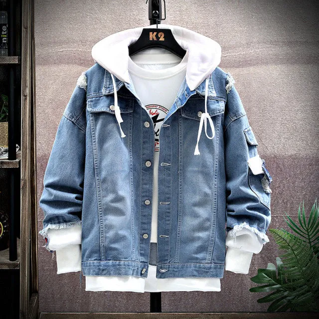 Xituodai Men's Denim Jackets Korean Casual Style Plush Handsome False Two Jackets Mascul Hombre Jeans Fashion Spring Chaquetas.