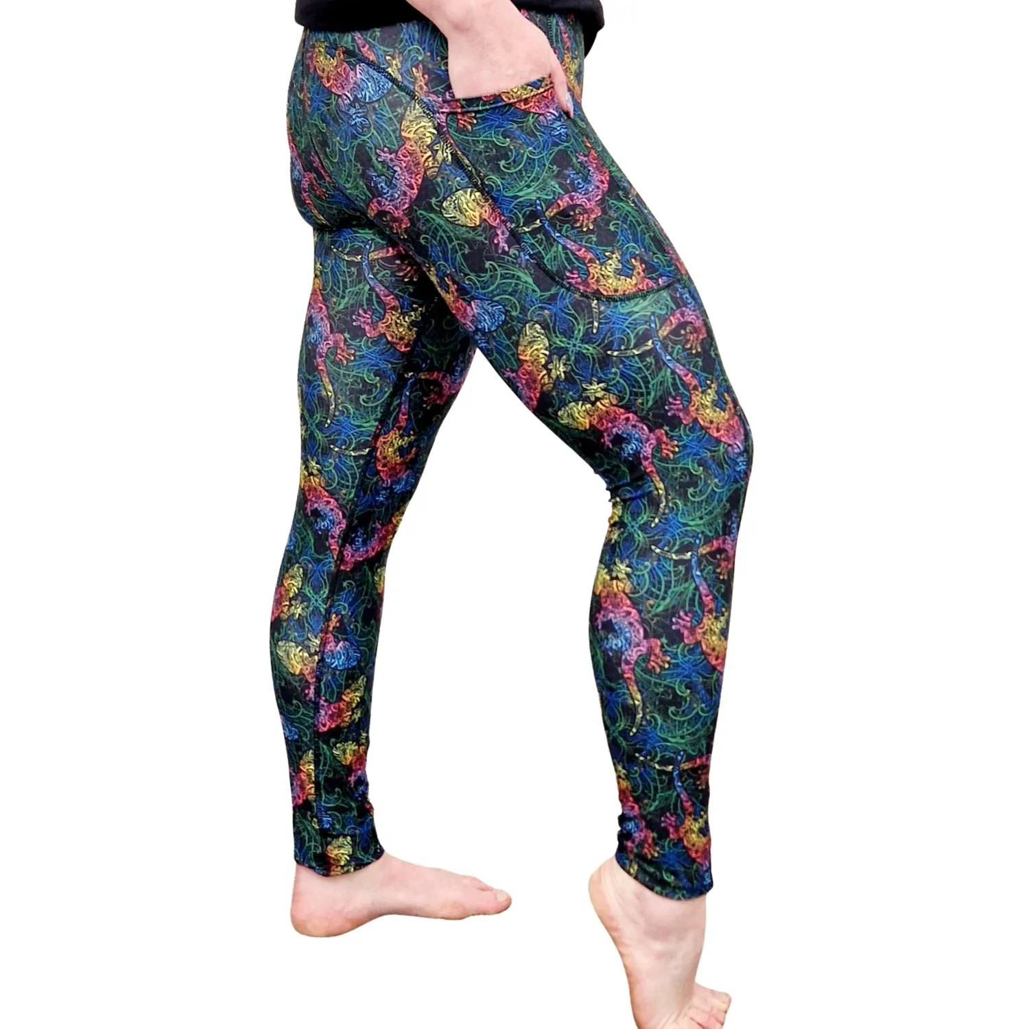 Yoga Leggings- Rainbow Geckos